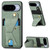 Google Pixel 11 Pro Carbon Fiber Wallet Flip Card K-shaped Holder Phone Case - Green