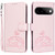 Google Pixel 11 Pro Cat Butterfly Embossed RFID Vegan Leather Phone Case with Strap - Pink