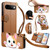 Google Pixel 11 Pro Cat-shaped Zipper Wallet Vegan Leather Phone Case with Strap - Brown
