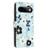 Google Pixel 11 Pro Colorful Painting Vegan Leather Phone Case with Lanyard - Blue Background Flower