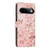 Google Pixel 11 Pro Colorful Painting Vegan Leather Phone Case with Lanyard - Pink Flower Butterfly