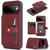 Google Pixel 11 Pro Kalebol Magnetic Button Card Bag MagSafe Ring Leather Phone Case - Red