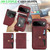 Google Pixel 11 Pro Kalebol Magnetic Button Card Bag MagSafe Ring Leather Phone Case - Red