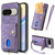 Google Pixel 11 Pro Retro Card Wallet Fold Leather Phone Case with Strap - Purple