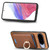 Google Pixel 11 Pro Retro Cross Leather Ring Vertical Insert Card Bag MagSafe Phone Case - Brown
