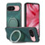 Google Pixel 11 Pro Retro Leather Rotation Round Holder Phone Case - Green