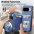 Google Pixel 11 Pro Twill Fabric Ring Multi-card Wallet Vegan Leather Phone Case - Blue