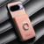 Google Pixel 11 Pro Twill Fabric Ring Multi-card Wallet Vegan Leather Phone Case - Pink