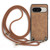 Google Pixel 11 Pro Vintage Leather PC Back Cover Phone Case with Crossbody Strap - Brown