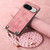 Google Pixel 11 Pro Vintage Leather PC Back Cover Phone Case with Crossbody Strap - Pink