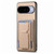 Google Pixel 11 Pro XL Carbon Fiber Fold Stand Elastic Card Bag Phone Case - Khaki