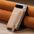 Google Pixel 11 Pro XL Carbon Fiber Horizontal Flip Zipper Wallet Phone Case - Khaki