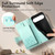 Google Pixel 11 Pro XL Cat-shaped Zipper Wallet Vegan Leather Phone Case with Strap - Green