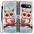 Google Pixel 11 Pro XL Colorful Painting Vegan Leather Phone Case with Lanyard - Cherry Blossom Owl