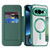 Google Pixel 11 Pro XL Color-plaid Shield Magnetic RFID Vegan Leather Phone Case - Green