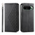 Google Pixel 11 Pro XL Cubic Grid Calf Texture Magnetic Leather Phone Case - Black