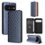 Google Pixel 11 Pro XL Cubic Grid Texture Flip Leather Phone Case - Blue