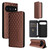 Google Pixel 11 Pro XL Cubic Grid Texture Flip Leather Phone Case - Brown