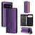 Google Pixel 11 Pro XL Cubic Grid Texture Flip Leather Phone Case - Purple
