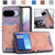 Google Pixel 11 Pro XL Denim Texture Leather Skin Phone Case with Card Slot - Purple