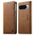 Google Pixel 11 Pro XL Dierfeng Metal Snap Magnetic RFID Vegan Leather Phone Case - Light Brown