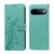 Google Pixel 11 Pro XL Embossed Butterfly Flowers Leather Phone Case - Green
