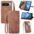 Google Pixel 11 Pro XL Embossed Flower Zipper Leather Phone Case - Brown
