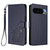 Google Pixel 11 Pro XL Embossed Heart Cat Leather Phone Case with Hand Strap - Blue