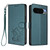Google Pixel 11 Pro XL Embossed Heart Cat Leather Phone Case with Hand Strap - Dark Green