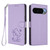 Google Pixel 11 Pro XL Embossed Heart Cat Leather Phone Case with Hand Strap - Light Purple