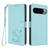 Google Pixel 11 Pro XL Embossed Heart Cat Leather Phone Case with Hand Strap - Mint Green