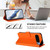 Google Pixel 11 Pro XL Embossed Heart Cat Leather Phone Case with Hand Strap - Orange