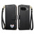 Google Pixel 11 Pro XL Fantasy Love Heart Zipper Wallet Vegan Leather Phone Case with Strap - Black