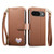 Google Pixel 11 Pro XL Fantasy Love Heart Zipper Wallet Vegan Leather Phone Case with Strap - Brown