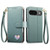 Google Pixel 11 Pro XL Fantasy Love Heart Zipper Wallet Vegan Leather Phone Case with Strap - Green