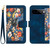 Google Pixel 11 Pro XL Floral Pattern Leather Phone Case with Lanyard - Dark Blue