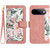 Google Pixel 11 Pro XL Floral Pattern Leather Phone Case with Lanyard - Pink