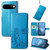 Google Pixel 11 Pro XL Four-leaf Clasp Embossed Buckle Leather Phone Case - Blue