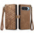 Google Pixel 11 Pro XL Geometric Zipper Wallet Side Buckle Leather Phone Case - Brown