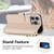 Google Pixel 11 Pro XL Glitter Butterfly Zipper Vegan Leather Phone Case with Wrist Strap - Apricot