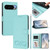 Google Pixel 11 Pro XL Happy Heart Pattern Magnetic Closure Vegan Leather Phone Case with Wrist Strap - Mint Green