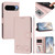Google Pixel 11 Pro XL Happy Heart Pattern Magnetic Closure Vegan Leather Phone Case with Wrist Strap - Pink