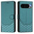 Google Pixel 11 Pro XL Honeycomb Embossing RFID Leather Phone Case - Peacock Green