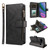 Google Pixel 11 Pro XL Imitation Calf Vegan Leather 9 Card Slots Zipper Phone Case with Wrist Strap - Black