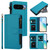 Google Pixel 11 Pro XL Magnetic Closure 9 Card Slots Zipper Leather Case with Hand Strap - Turquoise