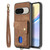 Google Pixel 11 Pro XL Retro Card Wallet Fold Leather Phone Case with Strap - Brown