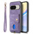 Google Pixel 11 Pro XL Retro Card Wallet Fold Leather Phone Case with Strap - Purple