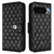 Google Pixel 11 Pro XL Rhombic Texture Flip Leather Phone Case with Lanyard - Black