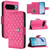 Google Pixel 11 Pro XL Rhombic Texture Flip Leather Phone Case with Lanyard - Rose Red