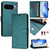 Google Pixel 11 Pro XL Smile Embossing RFID Leather Phone Case - Peacock Green